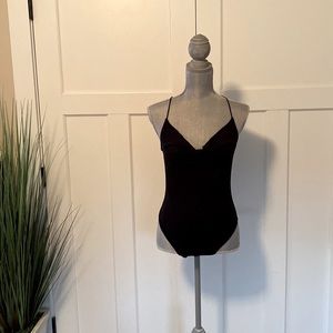 Abercrombie Thin-Strap Cross-Back Black Scoop Neck Body Suit